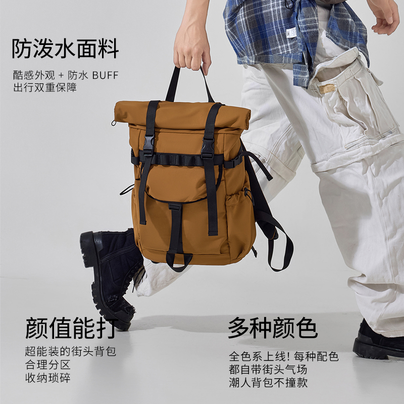 New Men's Roll Mouth Expandabl - Canvas Backpack Casual 评论和价格